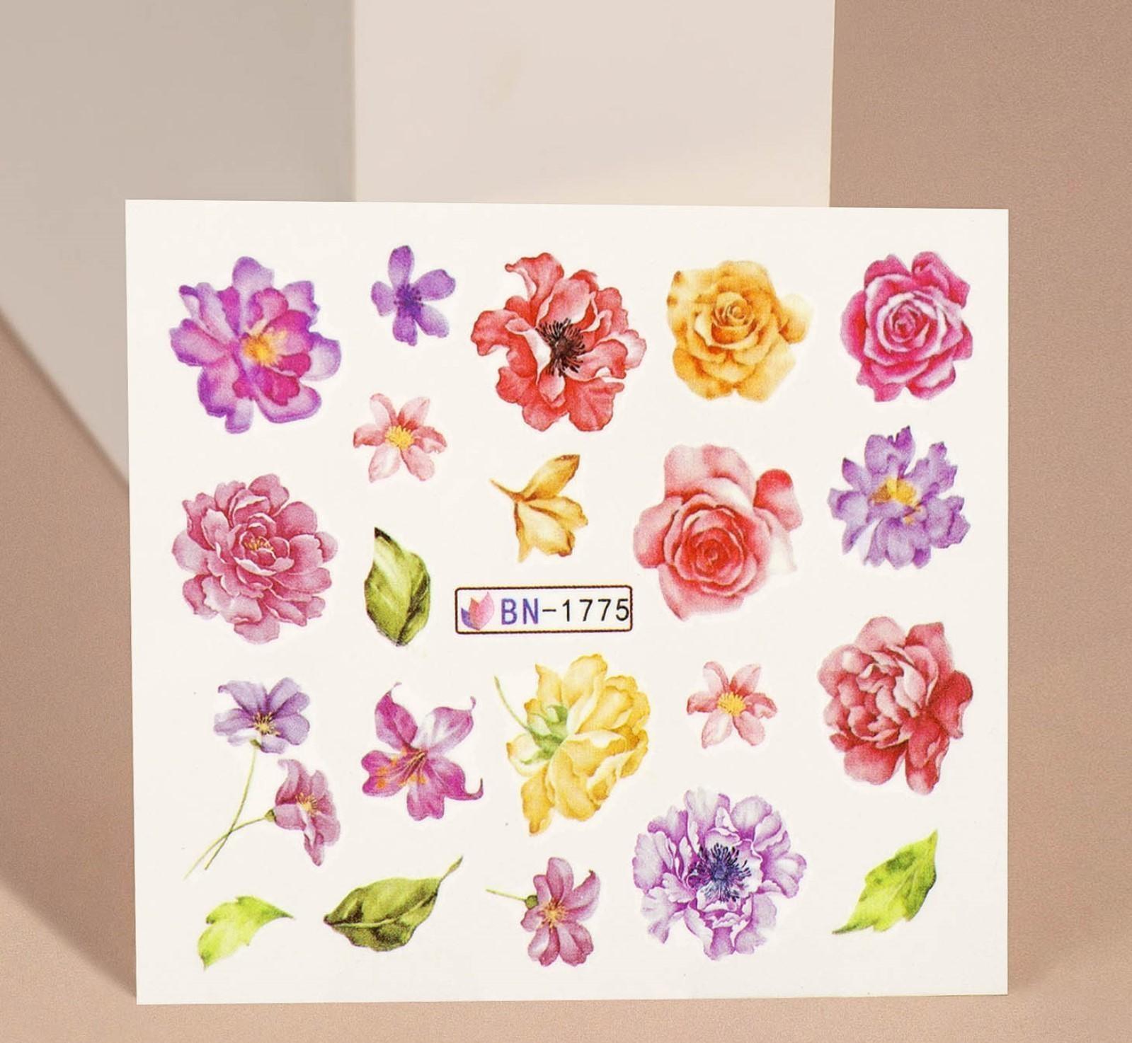 Слайдер-дизайн для ногтей «Пионы», фасовка 6 шт