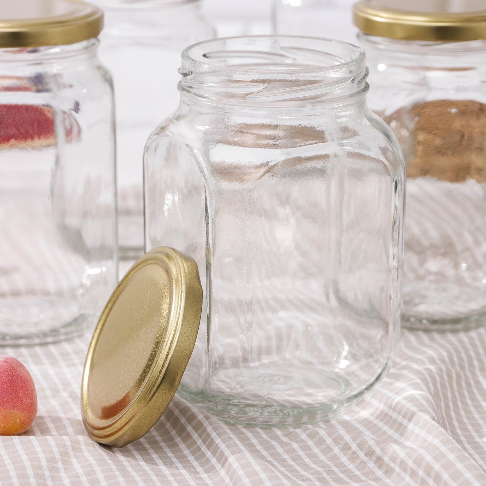 Набор банок стеклянных с крышкой «Квадро», 6 шт, 0,9 л, ТО-82 мм