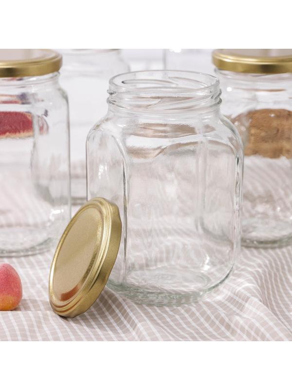 Набор банок стеклянных с крышкой «Квадро», 6 шт, 0,9 л, ТО-82 мм