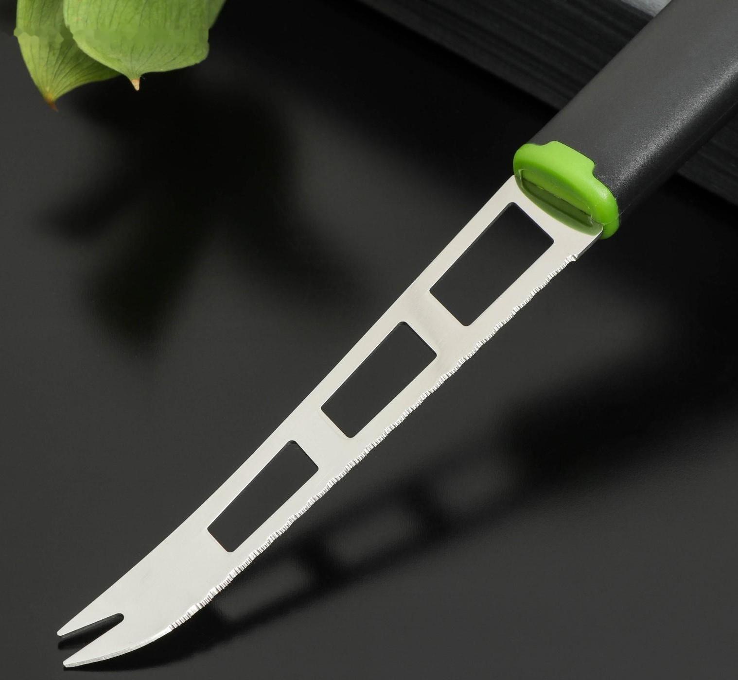 Нож для сыра Доляна Lime, 25×2,3 см, цвет чёрно-зелёный