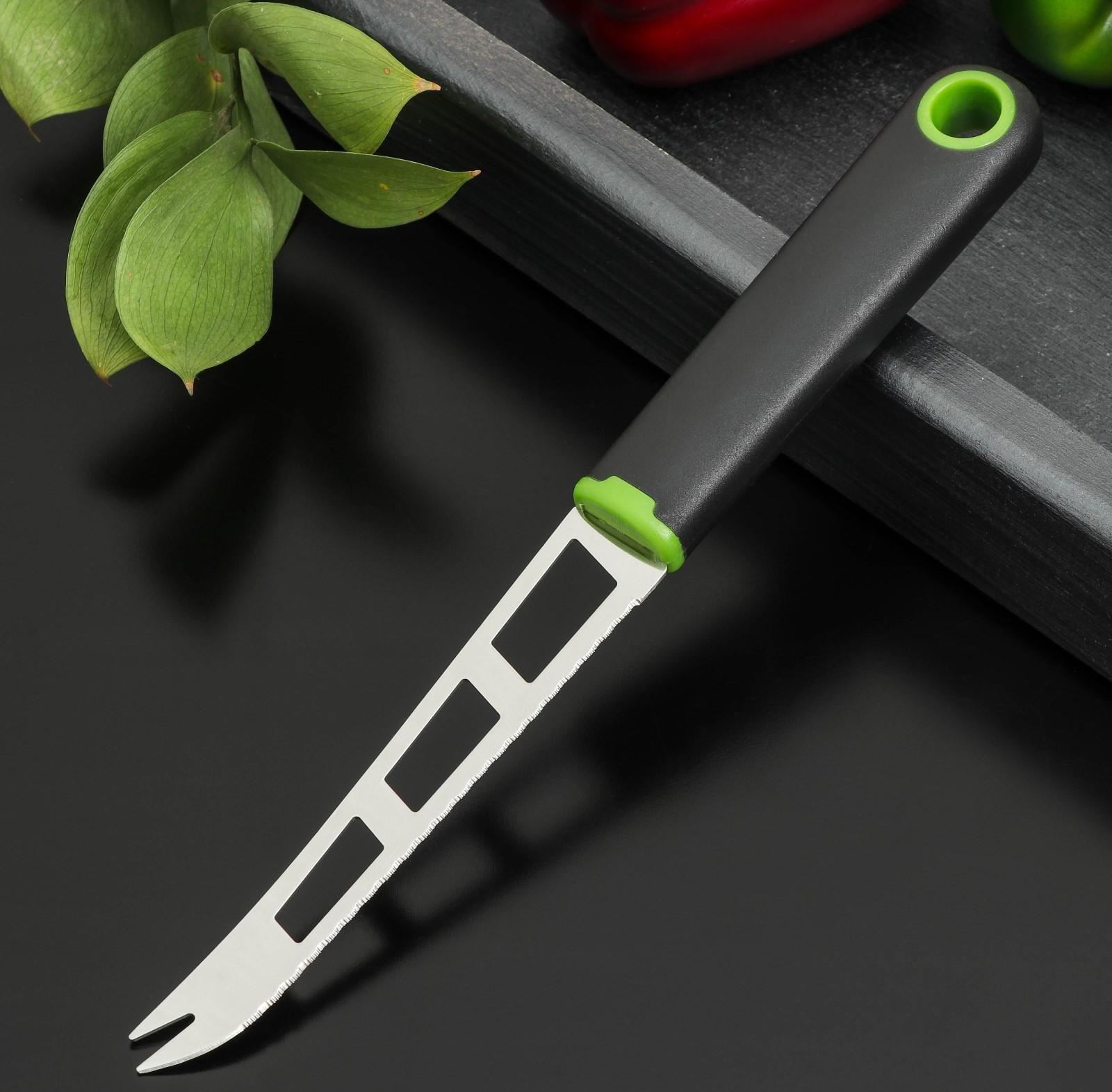 Нож для сыра Доляна Lime, 25×2,3 см, цвет чёрно-зелёный