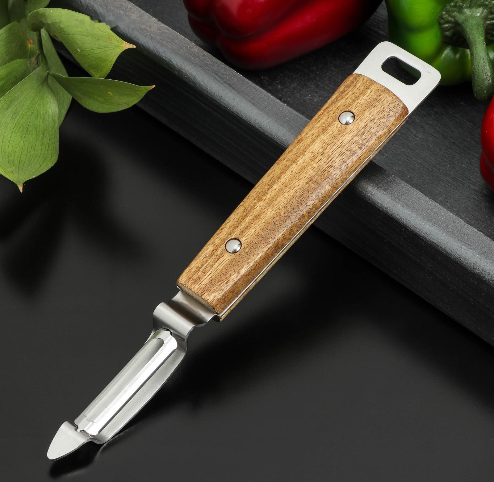 Овощечистка вертикальная Доляна «Дровосек», нержавеющая сталь, цвет коричневый