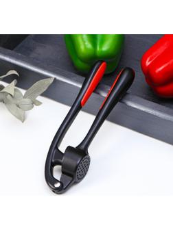 Пресс для чеснока Magistro «Нежность», цинковый сплав, цвет чёрный, красный