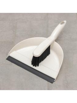 Щётка-смётка с совком с кромкой Malta, цвет бежевый