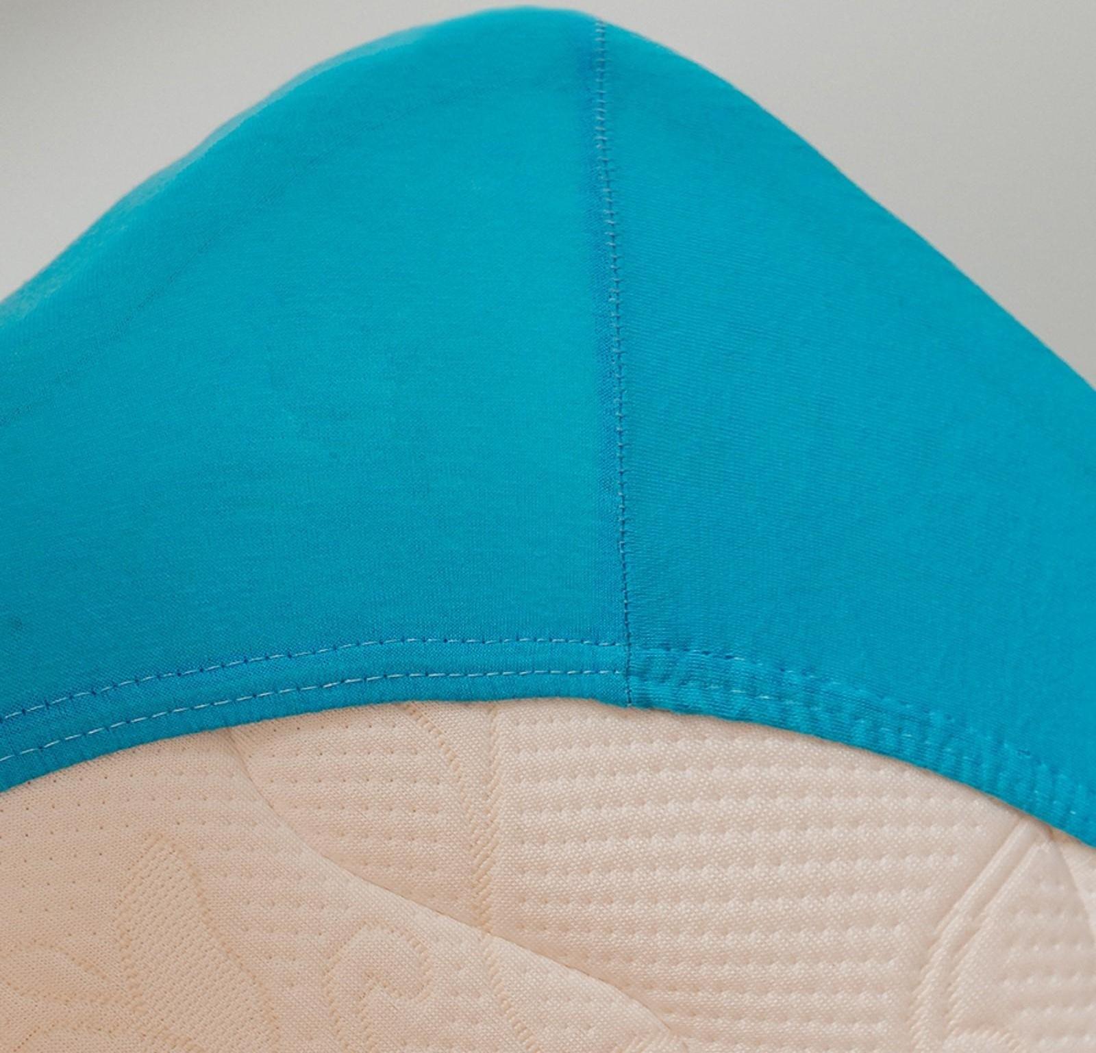 Трикотажная простынь на резинке 160х200х25см синий кулирка, 120г/м , хлопок 100%