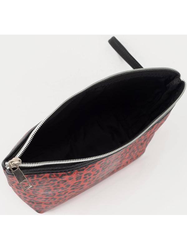 Косметичка на молнии, цвет красный