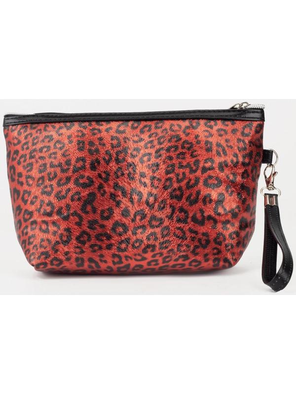 Косметичка на молнии, цвет красный