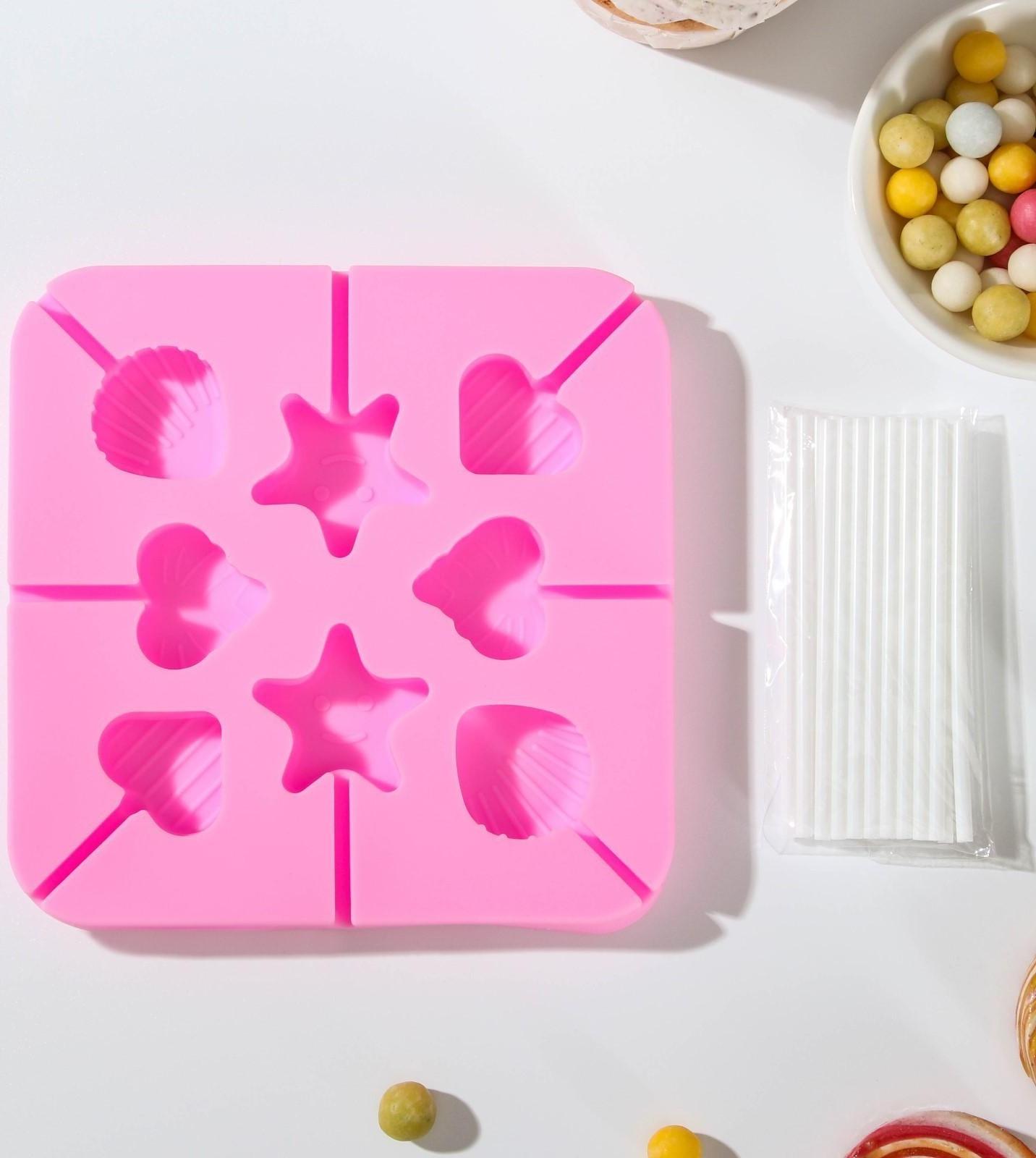 Форма для леденцов «Морской берег», 8 ячеек, 12,5×12,5×1,5 см, с палочками 20 шт, цвет МИКС