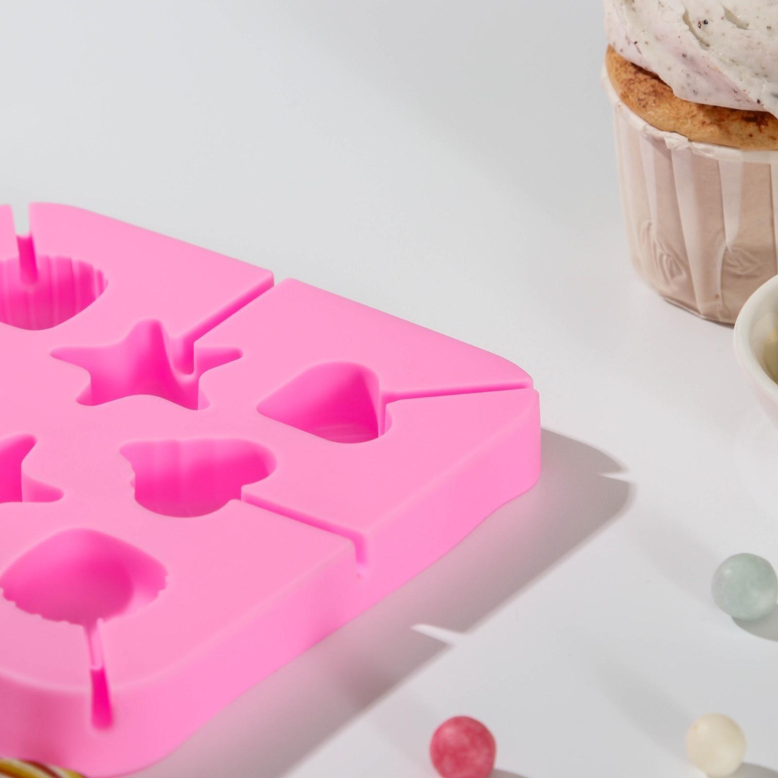 Форма для леденцов «Морской берег», 8 ячеек, 12,5×12,5×1,5 см, с палочками 20 шт, цвет МИКС