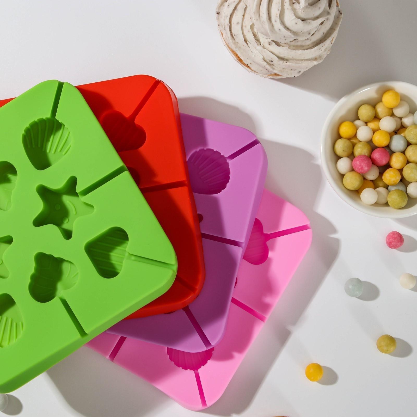 Форма для леденцов «Морской берег», 8 ячеек, 12,5×12,5×1,5 см, с палочками 20 шт, цвет МИКС