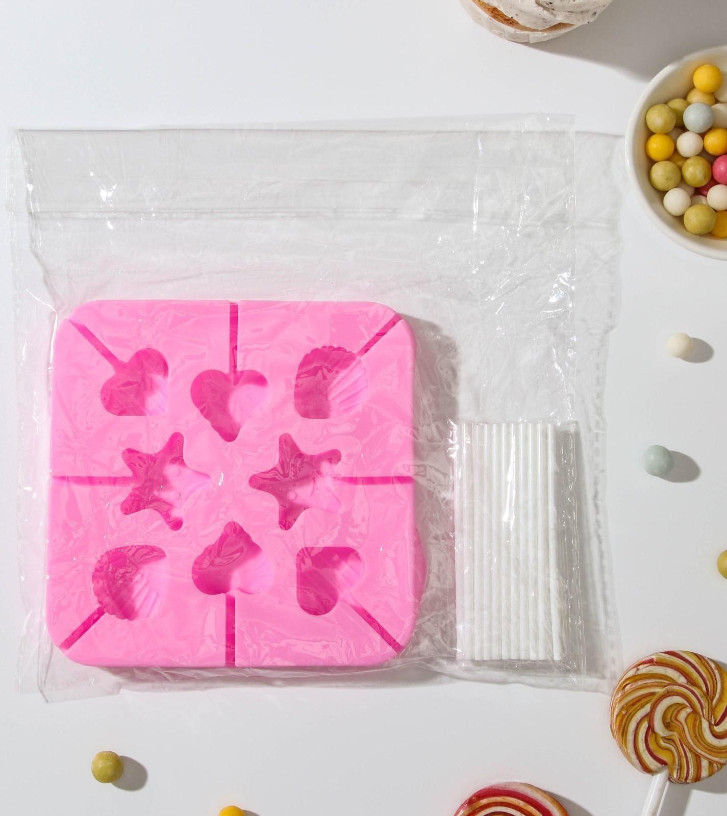 Форма для леденцов «Морской берег», 8 ячеек, 12,5×12,5×1,5 см, с палочками 20 шт, цвет МИКС