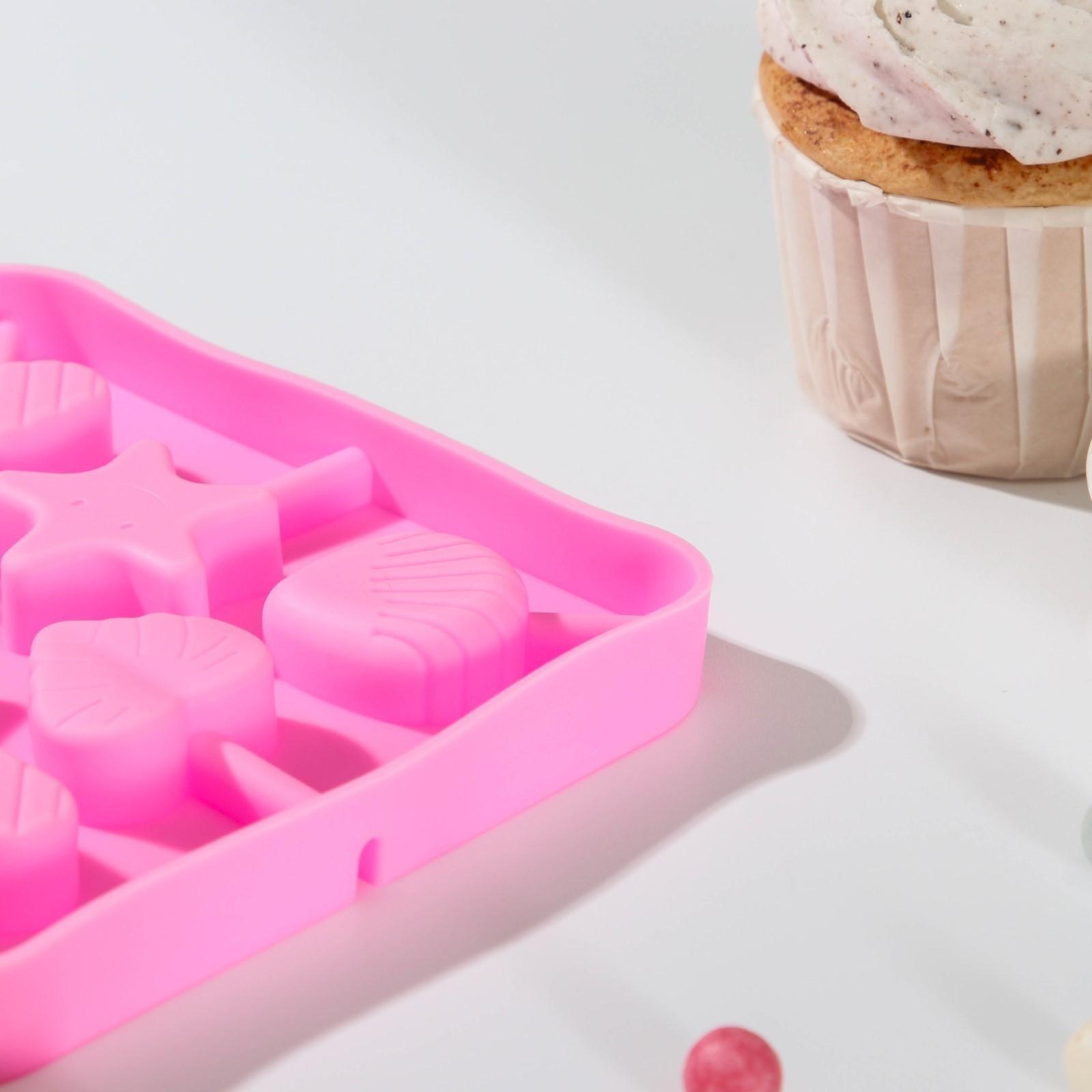 Форма для леденцов «Морской берег», 8 ячеек, 12,5×12,5×1,5 см, с палочками 20 шт, цвет МИКС