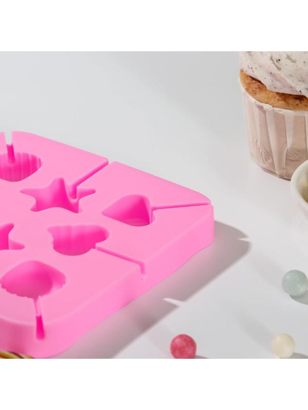 Форма для леденцов «Морской берег», 8 ячеек, 12,5×12,5×1,5 см, с палочками 20 шт, цвет МИКС