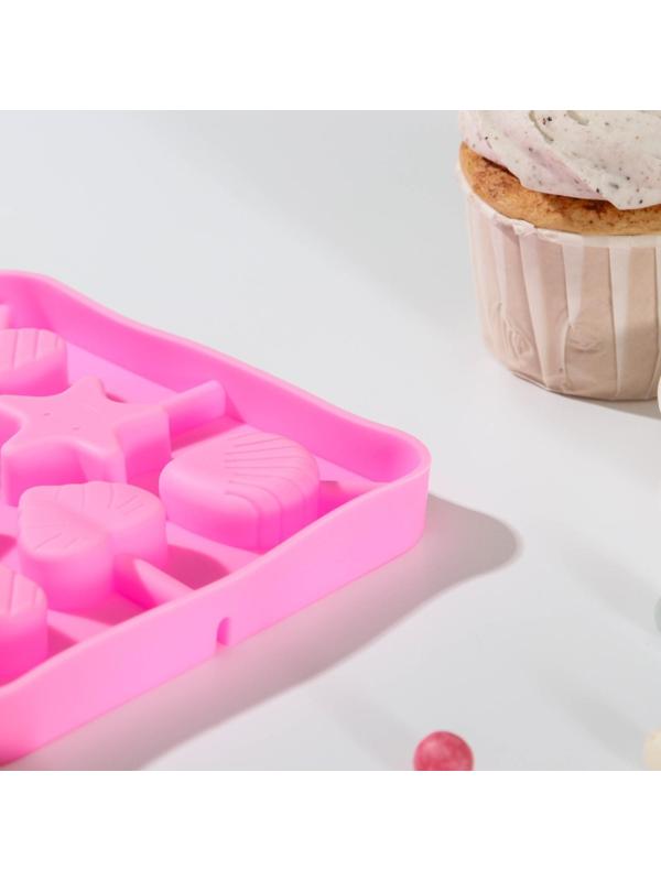 Форма для леденцов «Морской берег», 8 ячеек, 12,5×12,5×1,5 см, с палочками 20 шт, цвет МИКС