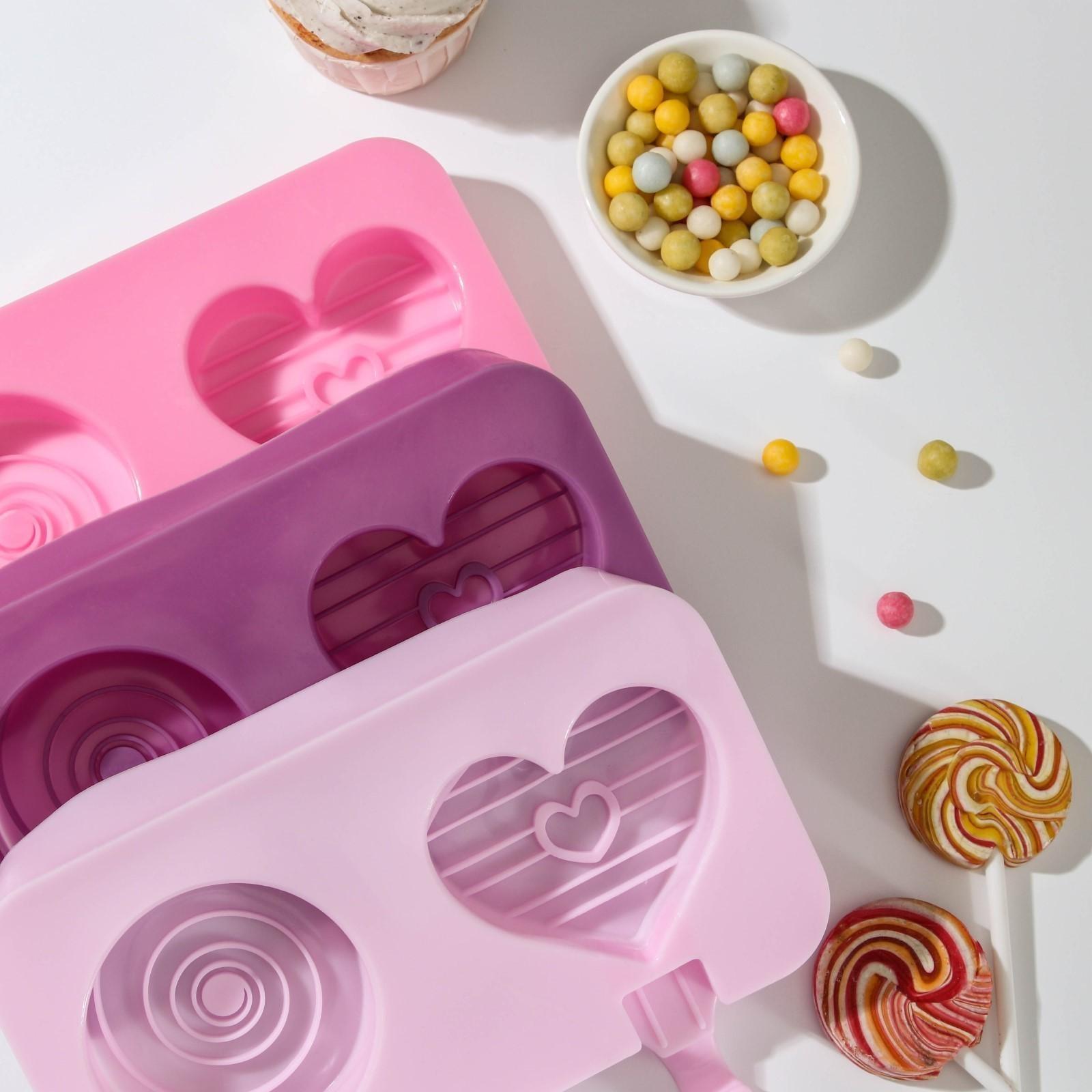 Форма для мороженого «Позитив», 2 ячейки, 19,5×11×2,5 см, с крышкой и палочками, 50 шт, цвет МИКС