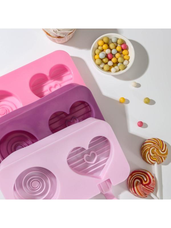 Форма для мороженого «Позитив», 2 ячейки, 19,5×11×2,5 см, с крышкой и палочками, 50 шт, цвет МИКС