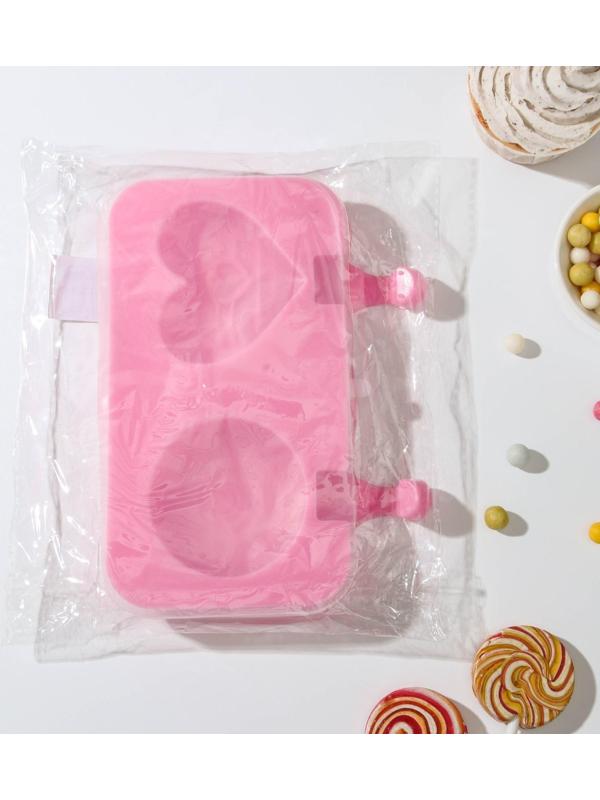 Форма для мороженого «Позитив», 2 ячейки, 19,5×11×2,5 см, с крышкой и палочками, 50 шт, цвет МИКС