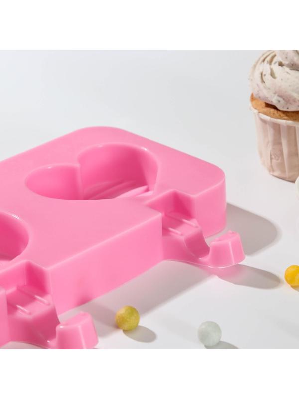 Форма для мороженого «Позитив», 2 ячейки, 19,5×11×2,5 см, с крышкой и палочками, 50 шт, цвет МИКС