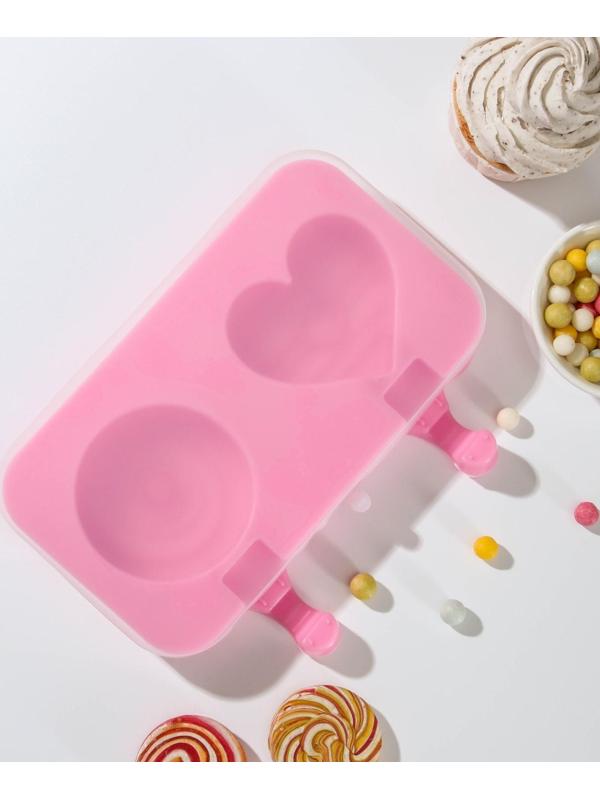 Форма для мороженого «Позитив», 2 ячейки, 19,5×11×2,5 см, с крышкой и палочками, 50 шт, цвет МИКС