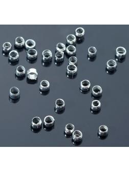 Кримп (зажимная бусина), 2*1.5мм, 30 шт, цвет серебро