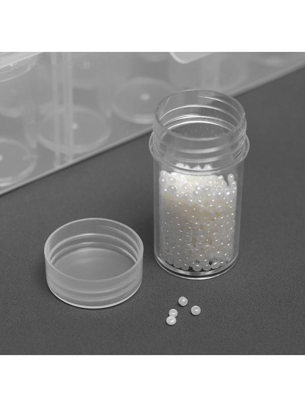 Контейнер для рукоделия, 60 баночек, d = 25 × 48 мм, с наклейками, 28 × 17 × 5,5 см, цвет прозрачный