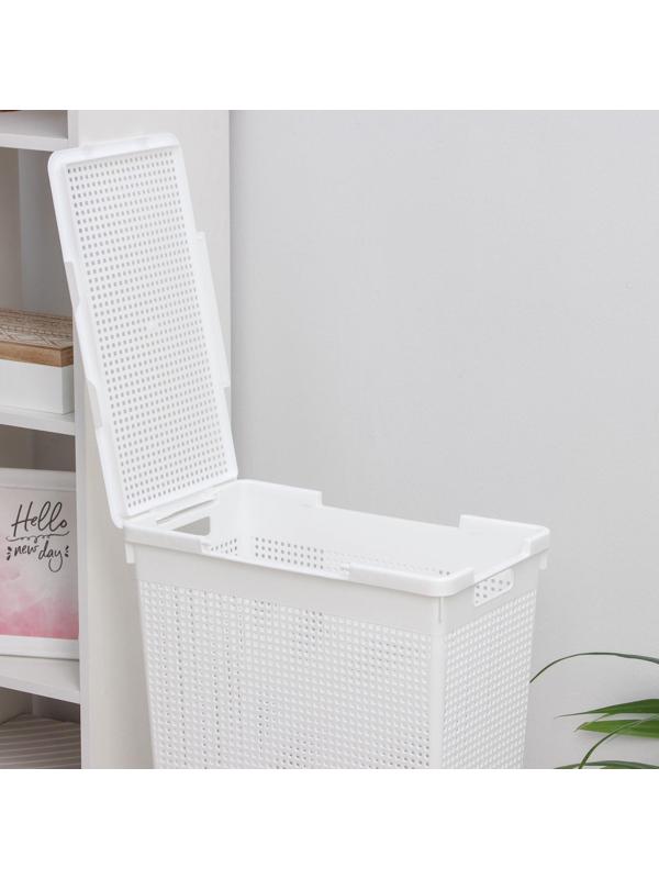 Корзина бельевая с крышкой «Лофт», 50 л, цвет белый