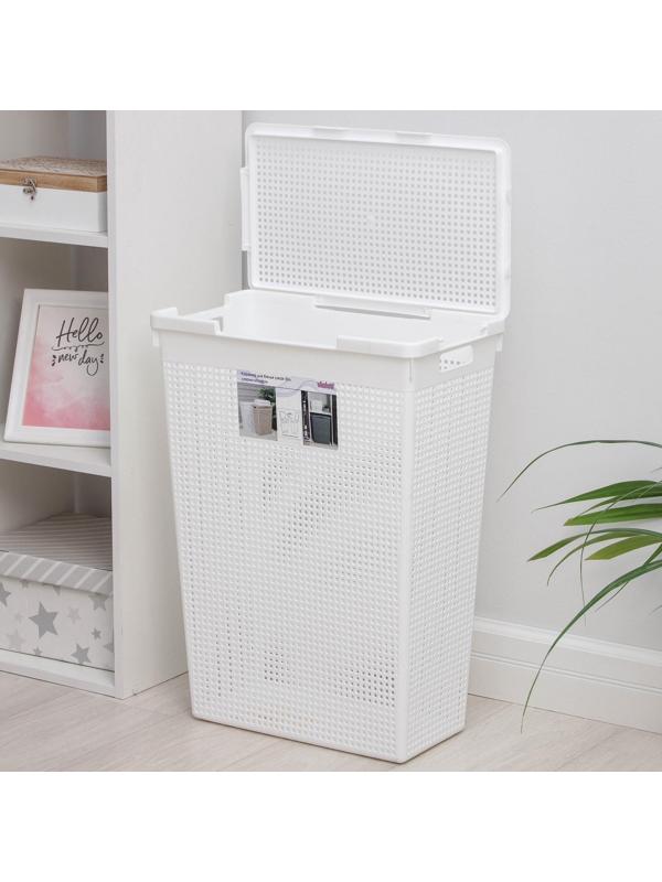 Корзина бельевая с крышкой «Лофт», 50 л, цвет белый