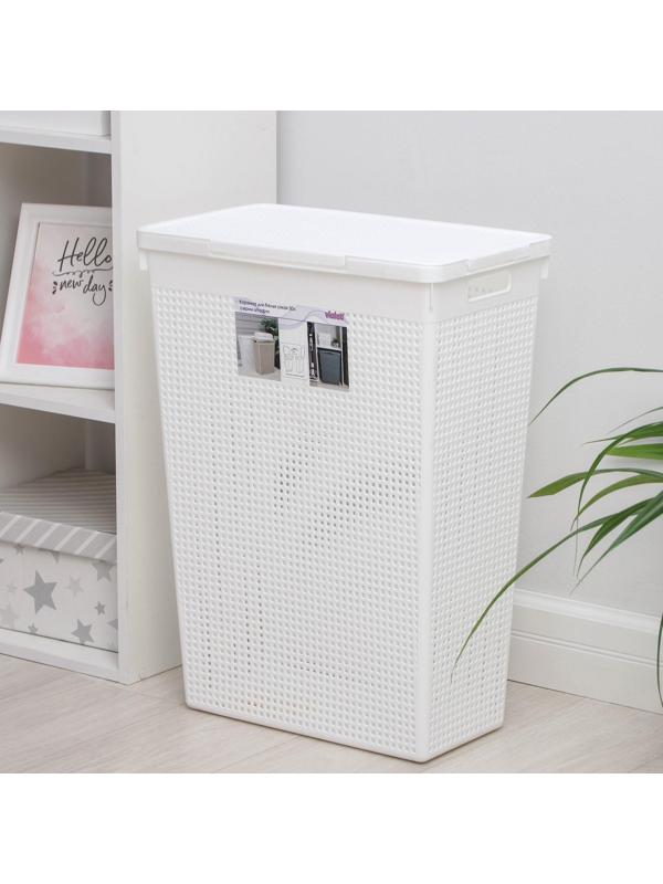 Корзина бельевая с крышкой «Лофт», 50 л, цвет белый