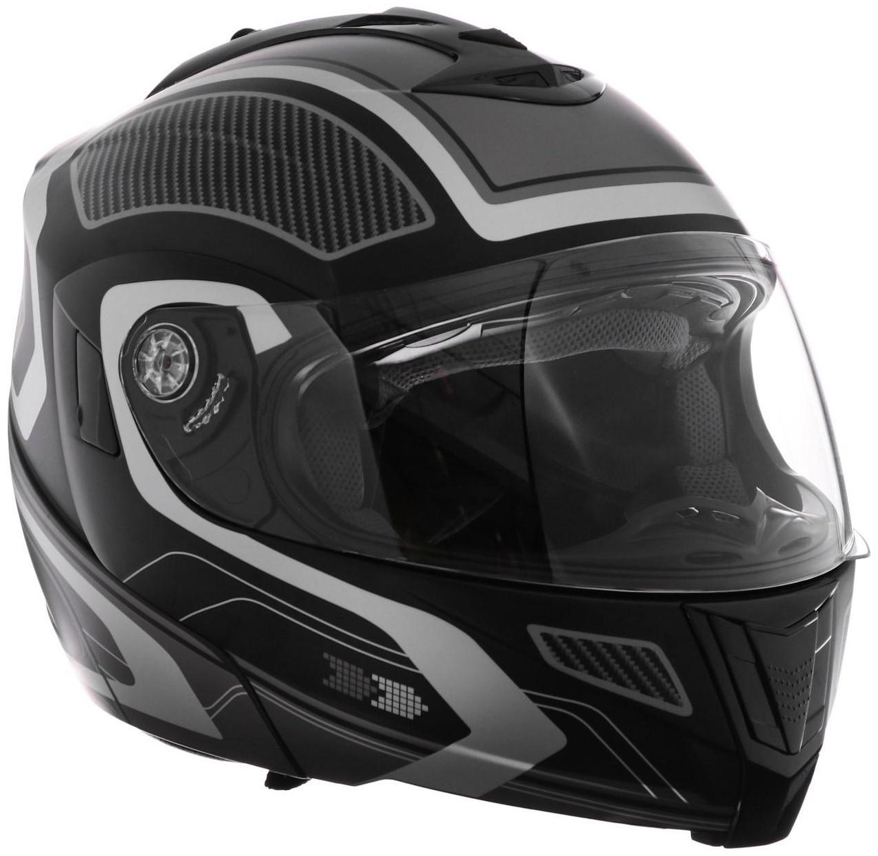 Шлем модуляр, графика, черно-серый, размер L, FF839