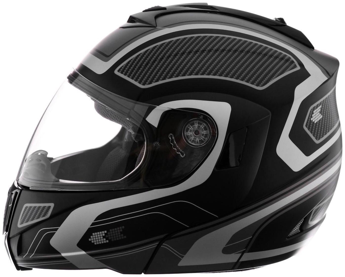 Шлем модуляр, графика, черно-серый, размер L, FF839