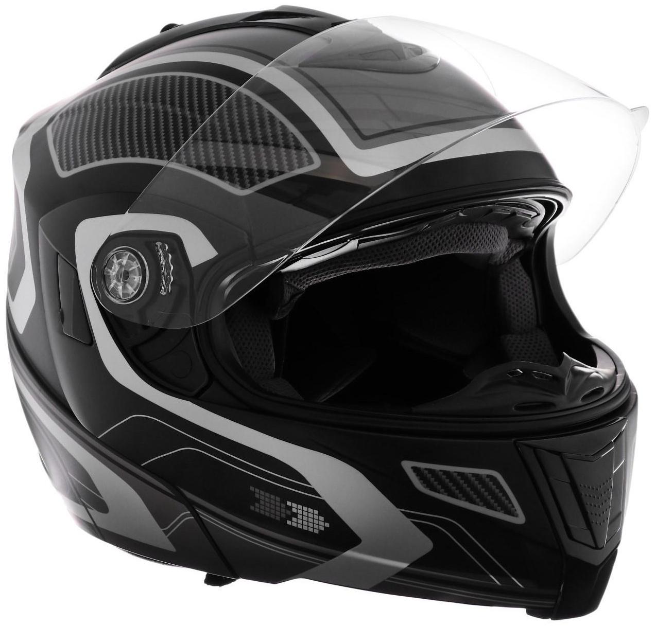 Шлем модуляр, графика, черно-серый, размер L, FF839