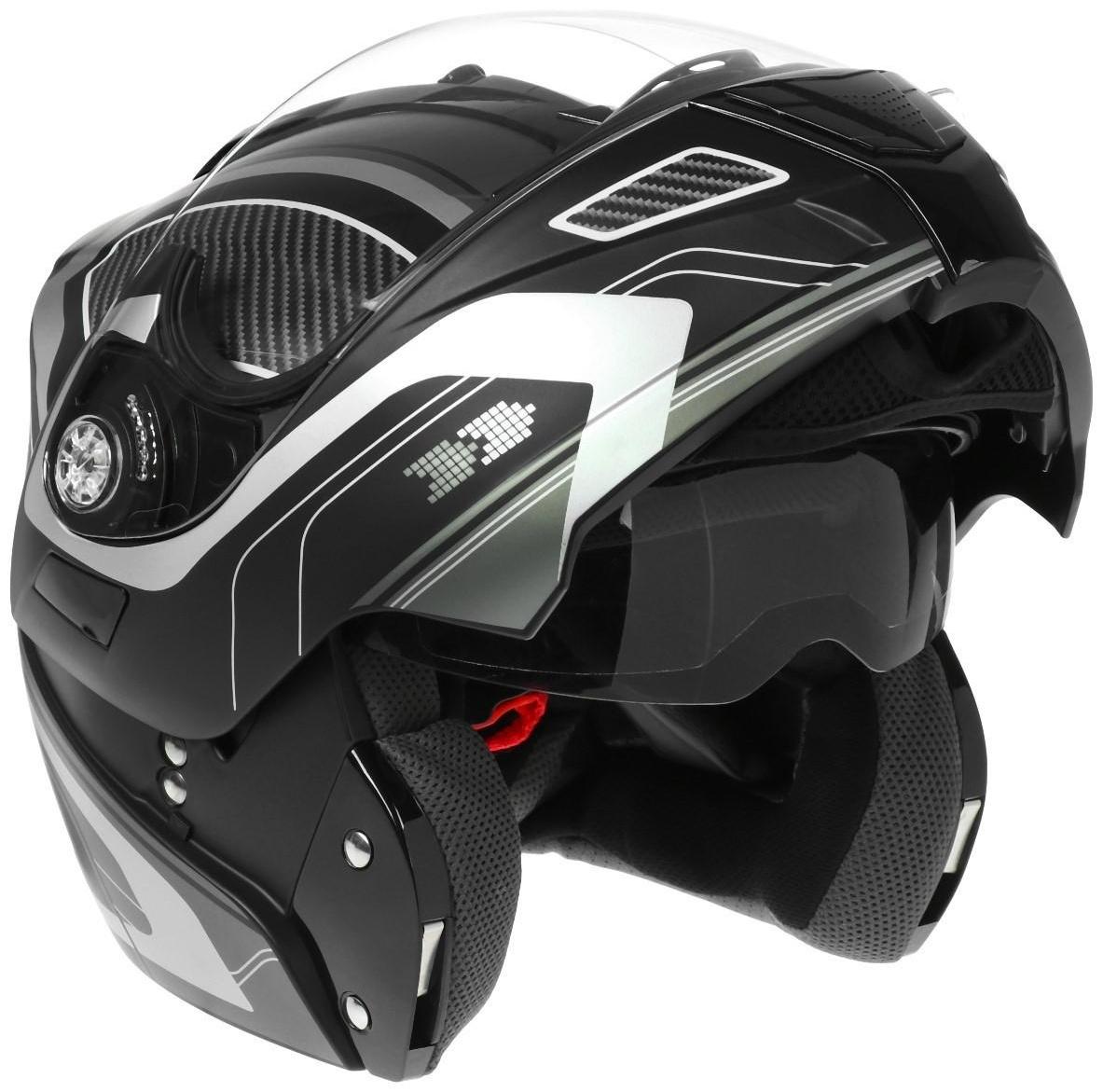 Шлем модуляр, графика, черно-серый, размер L, FF839