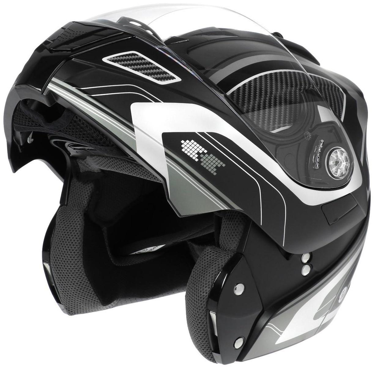 Шлем модуляр, графика, черно-серый, размер L, FF839