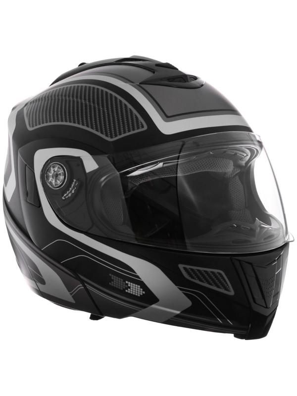 Шлем модуляр, графика, черно-серый, размер L, FF839