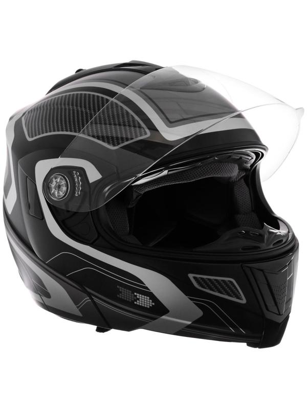 Шлем модуляр, графика, черно-серый, размер L, FF839