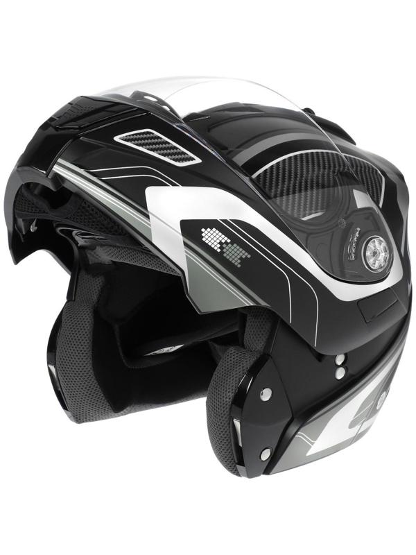 Шлем модуляр, графика, черно-серый, размер L, FF839