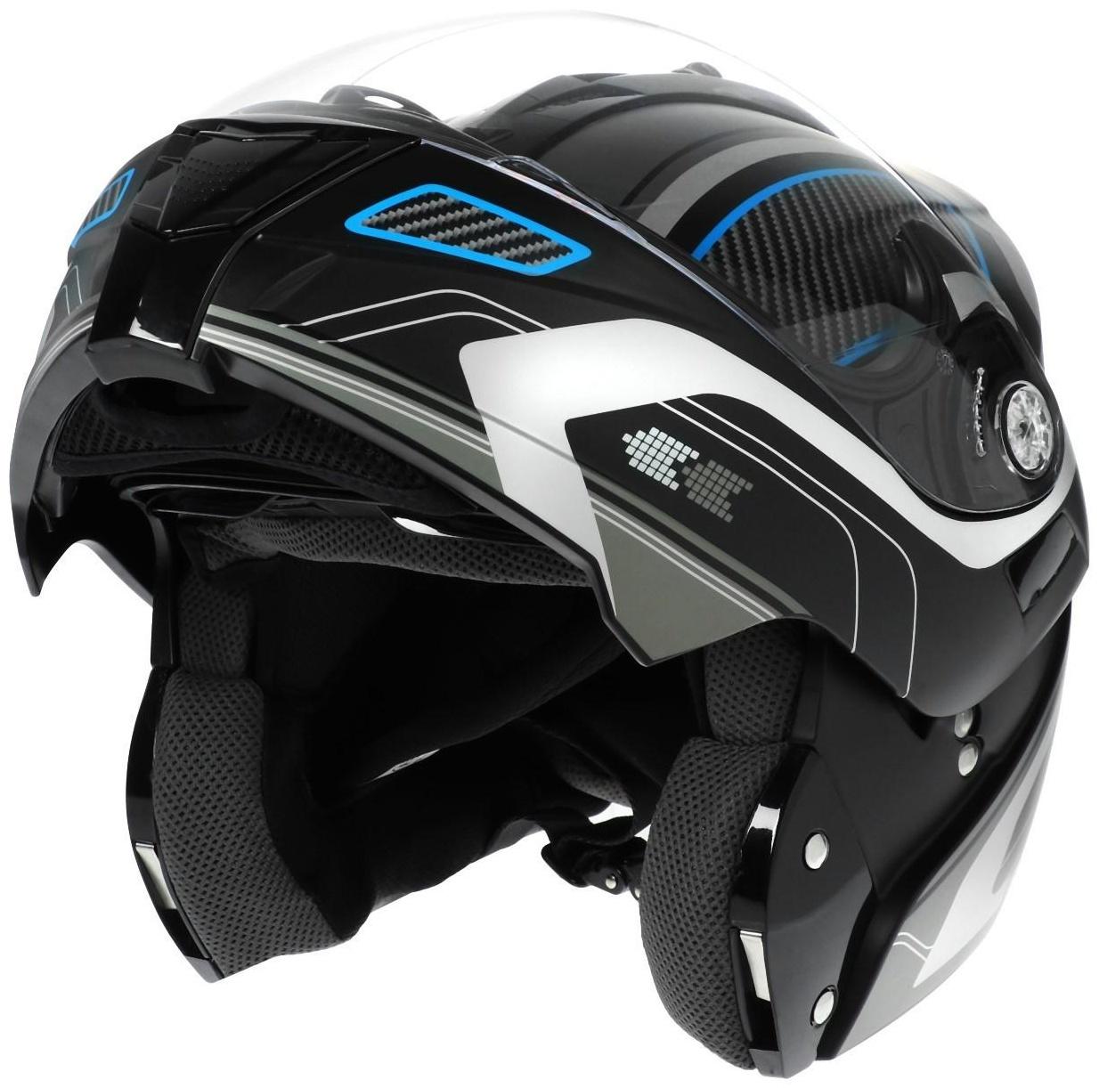 Шлем модуляр, графика, черно-синий, размер M, FF839