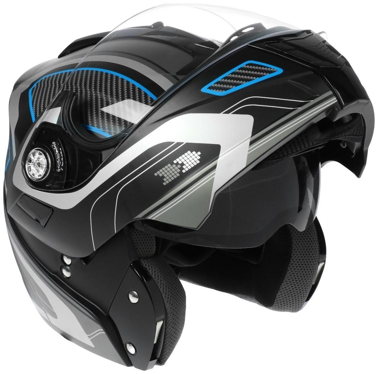 Шлем модуляр, графика, черно-синий, размер M, FF839