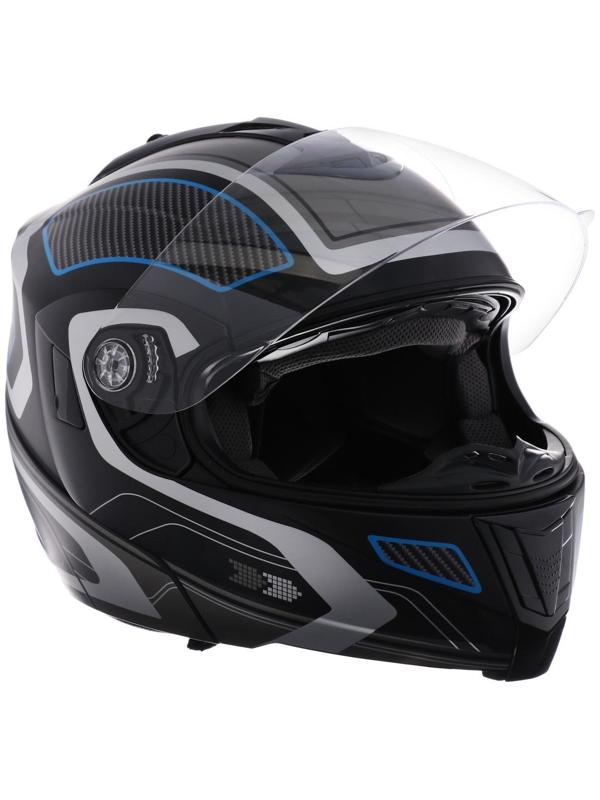 Шлем модуляр, графика, черно-синий, размер M, FF839