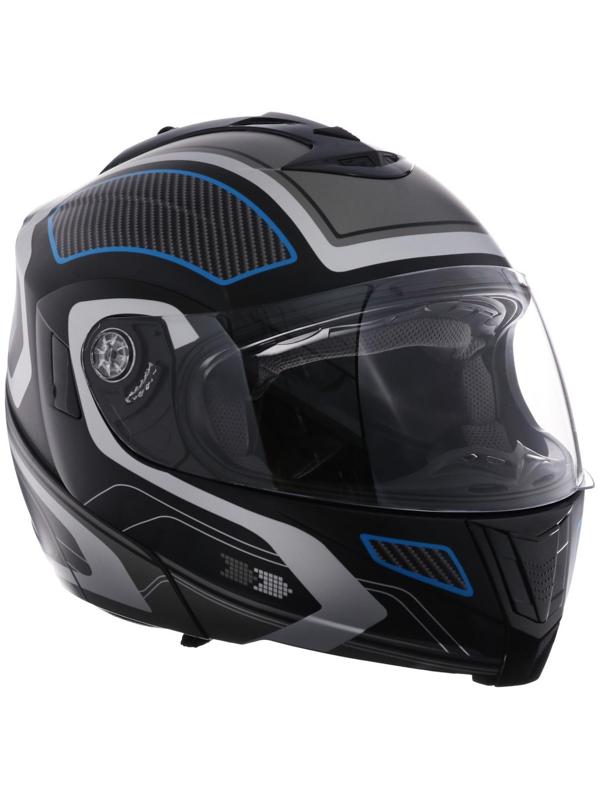 Шлем модуляр, графика, черно-синий, размер M, FF839