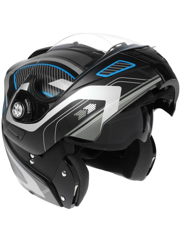 Шлем модуляр, графика, черно-синий, размер M, FF839