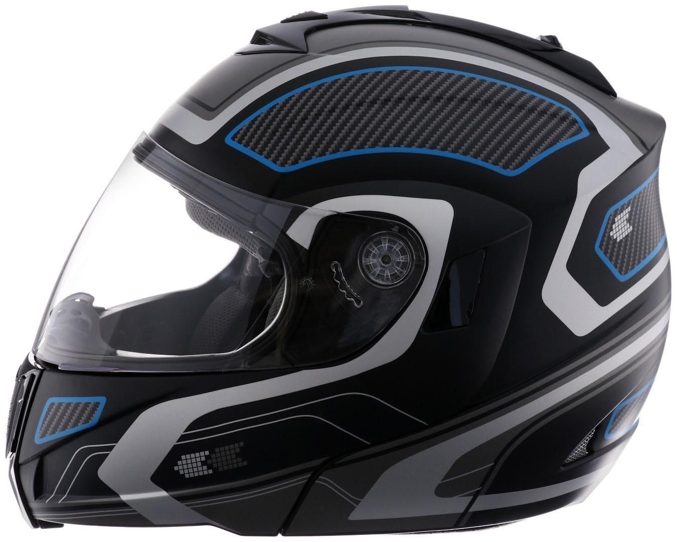 Шлем модуляр, графика, черно-синий, размер XL, FF839