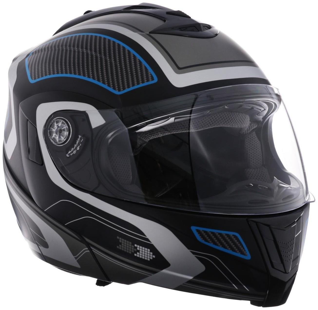 Шлем модуляр, графика, черно-синий, размер XL, FF839