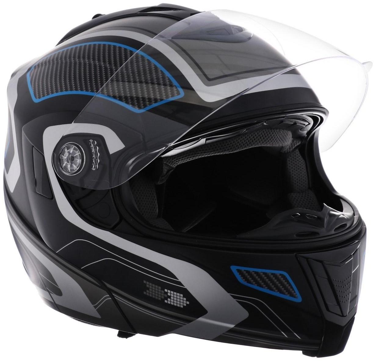 Шлем модуляр, графика, черно-синий, размер XL, FF839