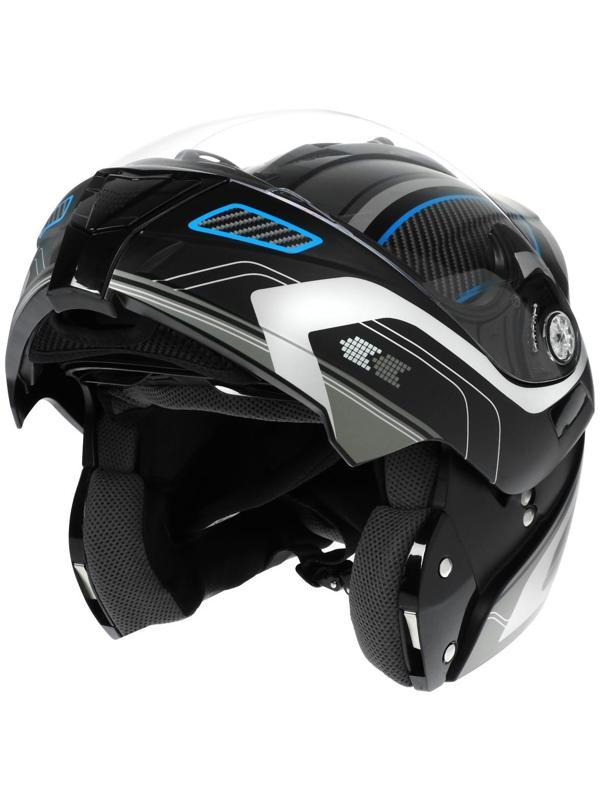 Шлем модуляр, графика, черно-синий, размер XL, FF839