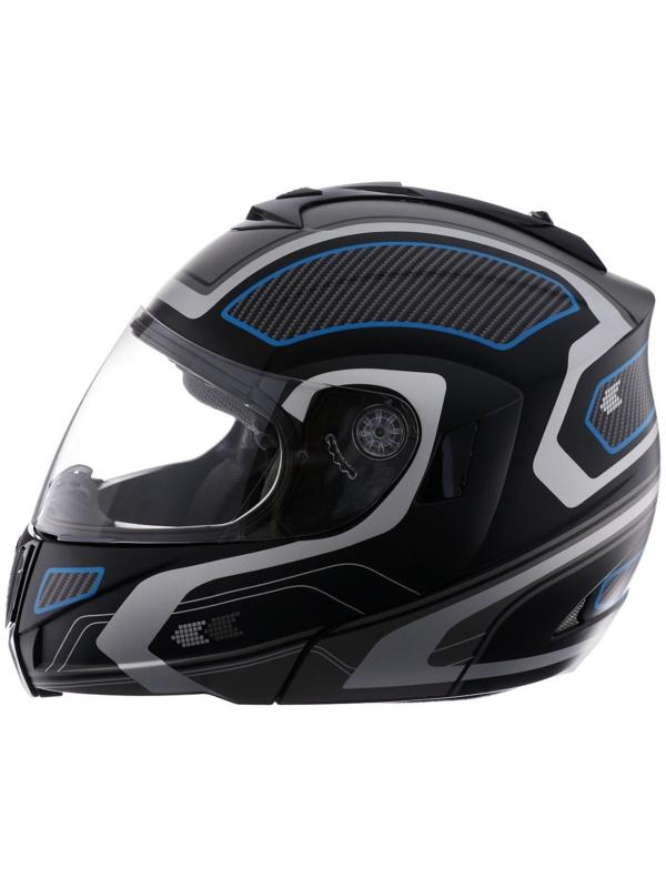 Шлем модуляр, графика, черно-синий, размер XL, FF839