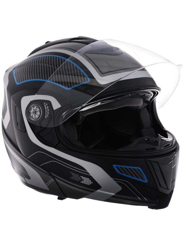 Шлем модуляр, графика, черно-синий, размер XL, FF839