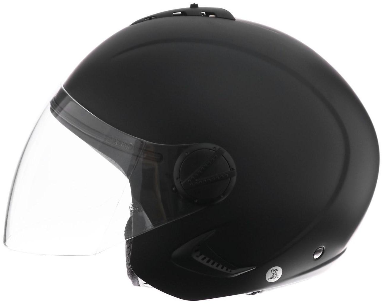 Шлем открытый с визором, черный, матовый, размер L, OF635