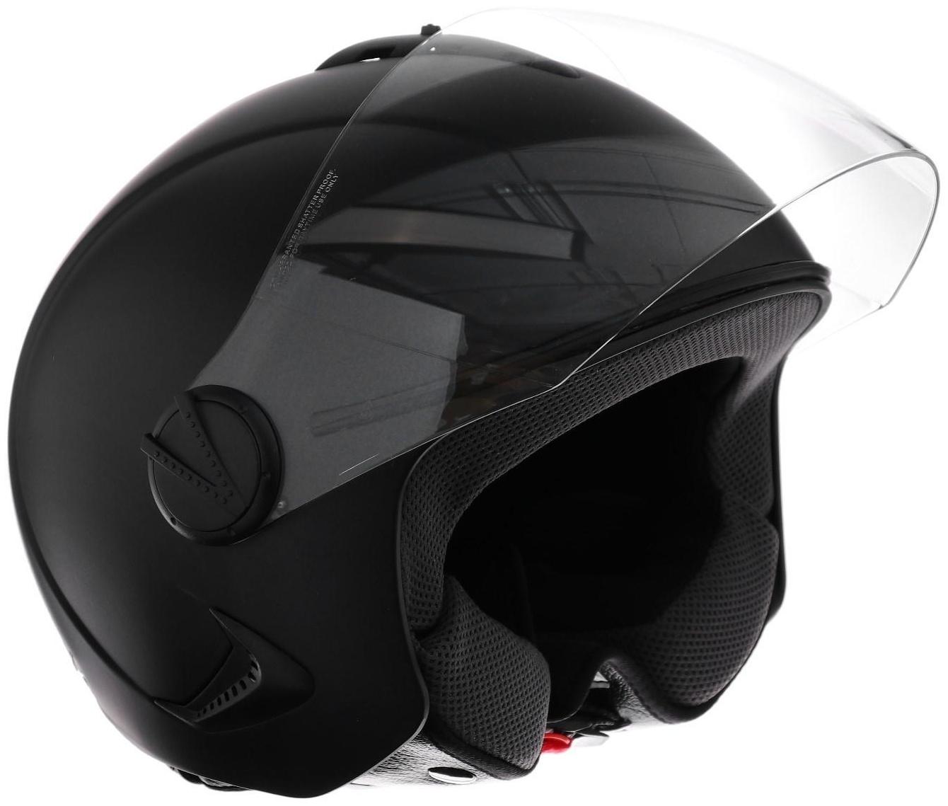 Шлем открытый с визором, черный, матовый, размер L, OF635