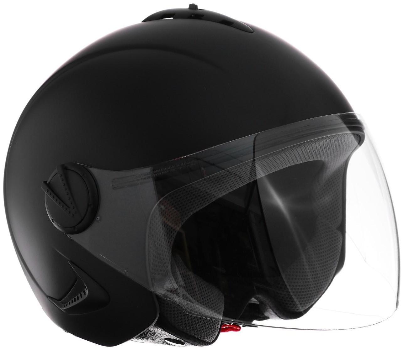 Шлем открытый с визором, черный, матовый, размер L, OF635